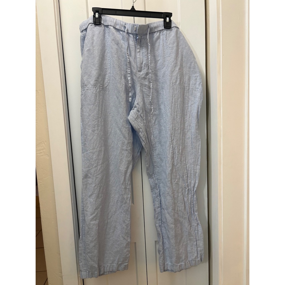 Liz Claiborne Light Blue Linen Blend Drawstring Pants XL Womens Casual Breezy